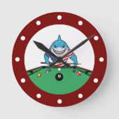 Cool Man Cave Pool Shark Wall Clocks ラウンド壁時計 (正面)
