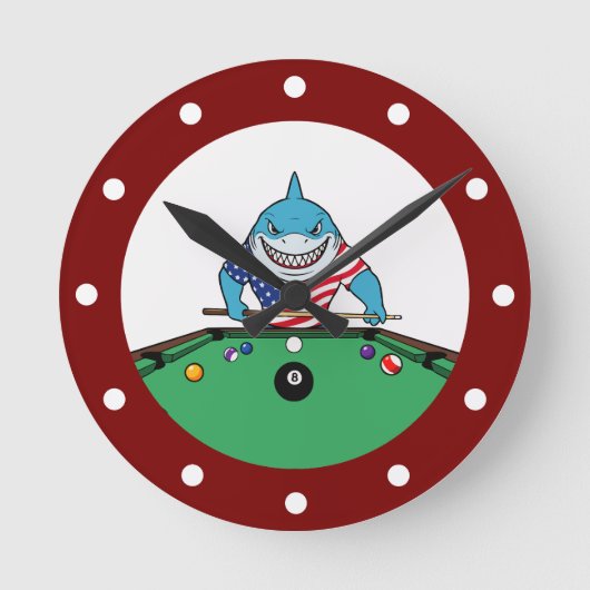 Cool Man Cave Pool Shark Wall Clocks ラウンド壁時計 (正面)
