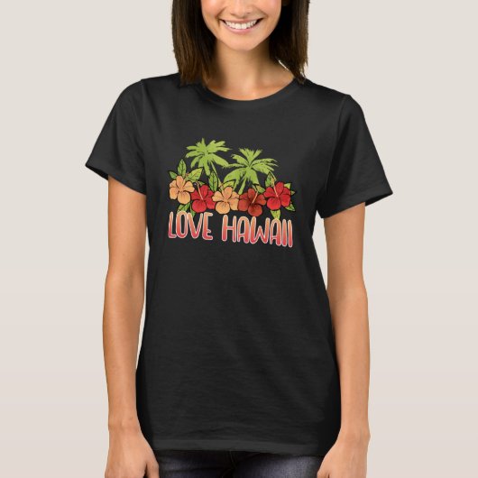 Cool Maui Sunset Hawaiian Hibiscus Flowers Honolul Tシャツ (正面)