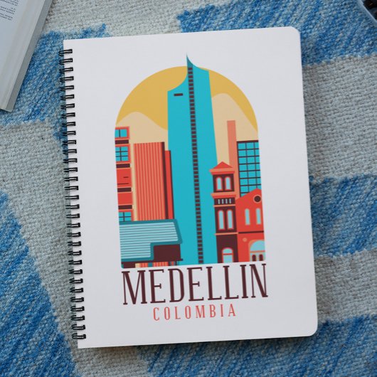Cool Medellin Colombia Vintage Cityscape ノートブック