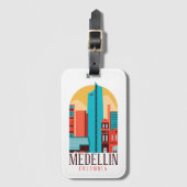 Cool Medellin Colombia Vintage Cityscape   ラゲッジタグ (正面縦)