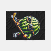 Cool Melon Ice Hockey Fun  フリースブランケット (正面(横))