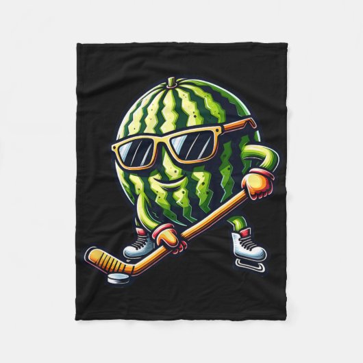 Cool Melon Ice Hockey Fun  フリースブランケット (正面)