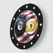 Cool Men's Man Cave Pool Room Wall Clocks ラージ壁時計 (傾斜)