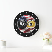 Cool Men's Man Cave Pool Room Wall Clocks ラージ壁時計 (ホーム)
