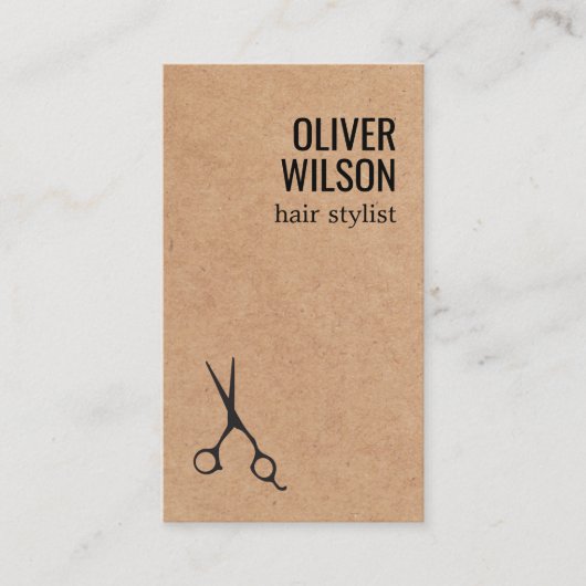 Cool Minimalist Printed Kraft Black Bold HairSalon 名刺 (正面)