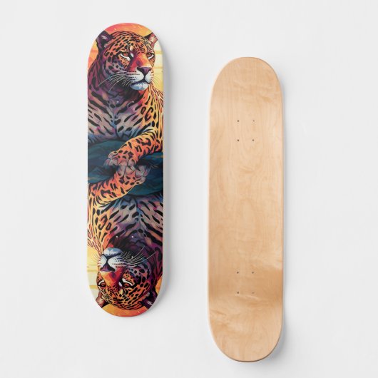 Cool Mirror Image Tropical Tiger Skateboard スケートボード (正面)