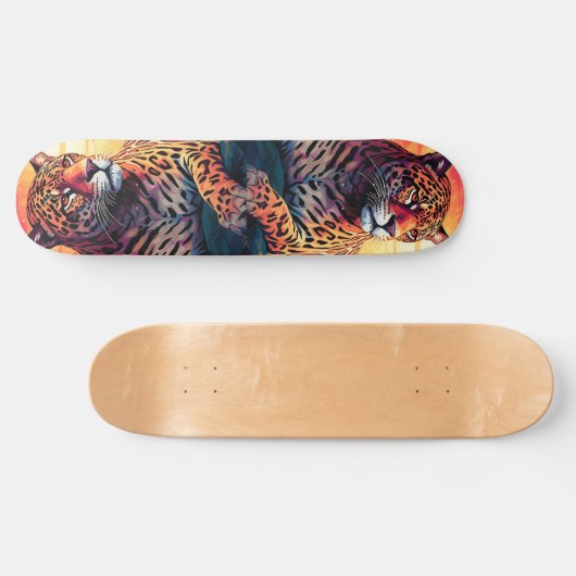 Cool Mirror Image Tropical Tiger Skateboard スケートボード (横)