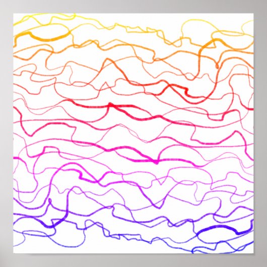cool modern abstract colorful wavy painted lines ポスター (正面)