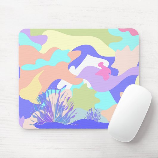 Cool Modern Abstract Flowing Art Colorful Desk Mat マウスパッド (マウス)