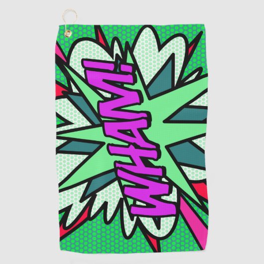 Cool Modern Comic Book WHAM Superhero ゴルフタオル (正面)