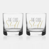 Cool Modern Elegant Good Stuff Gold Black Name ウイスキーグラス (正面)