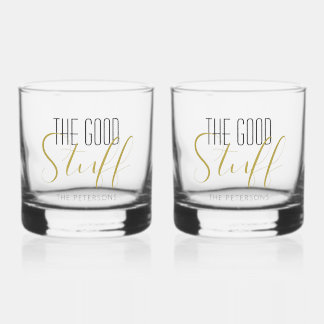Cool Modern Elegant Good Stuff Gold Black Name ウイスキーグラス