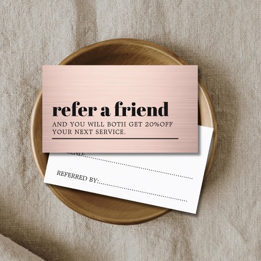 Cool Modern Faux Rose Gold Bold Beauty Salon 紹介カード