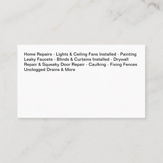 Cool Modern Handyman Services New 名刺 (裏面)