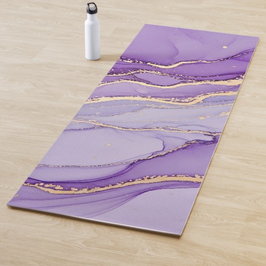 Cool Modern Purple Marble Gold Glitter  ヨガマット (インサイチュ)