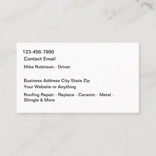 Cool Modern Roofing & Construction 名刺 (裏面)