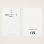 Cool Modern White Monogram Earring Display Card (正面&裏面)
