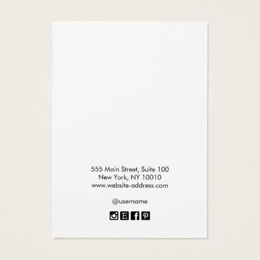 Cool Modern White Monogram Earring Display Card (裏面)