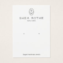 Cool Modern White Monogram Earring Display Card