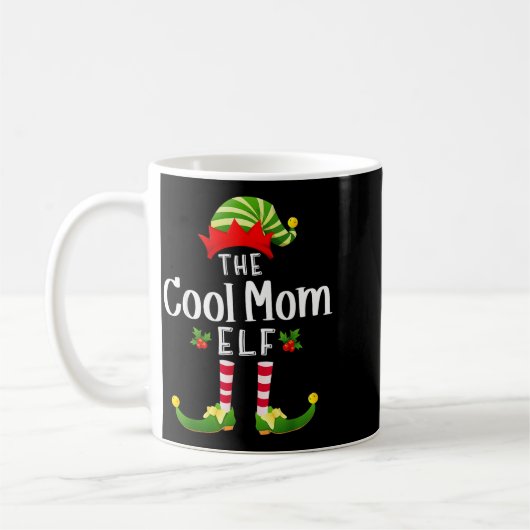 Cool Mom Christmas Elf Matching Pajama X-mas Party コーヒーマグカップ (左)