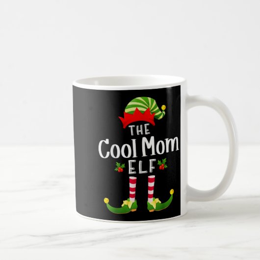 Cool Mom Christmas Elf Matching Pajama X-mas Party コーヒーマグカップ (右)