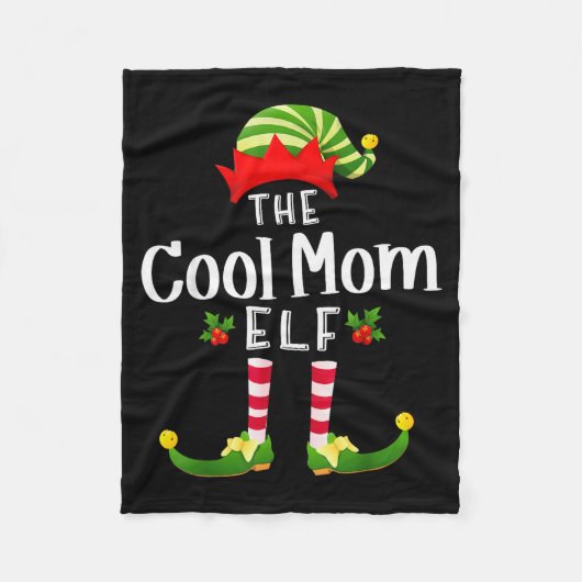 Cool Mom Christmas Elf Matching Pajama X-mas Party フリースブランケット (正面)