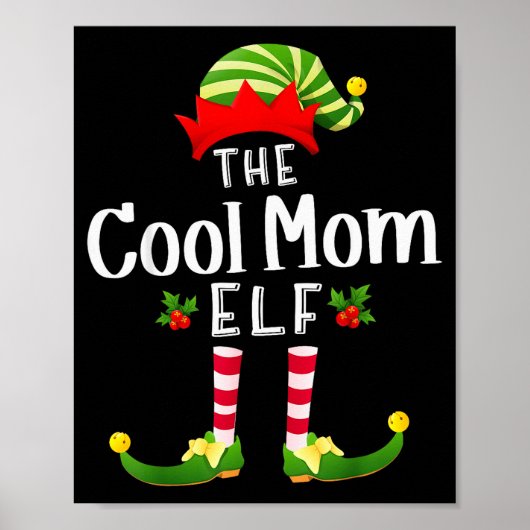 Cool Mom Christmas Elf Matching Pajama X-mas Party ポスター (正面)