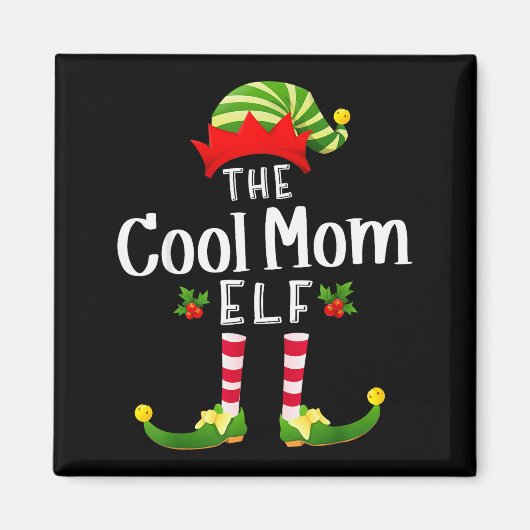 Cool Mom Christmas Elf Matching Pajama X-mas Party マグネット (正面)