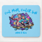 Cool Mom Cooler Son | Custom Name Retro Mousepad マウスパッド (正面)