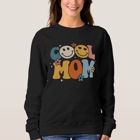 Cool Mom Happy Mother s Day Groovy Retro Best Mom  スウェットシャツ (正面)