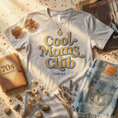 Cool Moms Club Bold Motherhood Blue Yellow Text Tシャツ