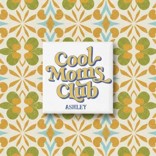Cool Moms Club Confident Mom Quote Retro Style マグネット