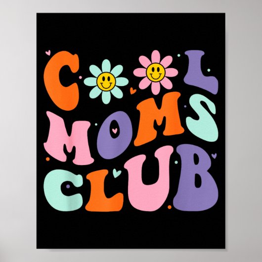 Cool Moms Club Retro Groovy Mom Mommy Mama Mothers ポスター (正面)