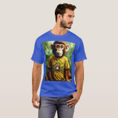 Cool Monkey Art Men’s T-Shirt | Trendy Blue Graphi Tシャツ (正面フル)