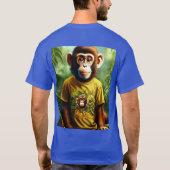 Cool Monkey Art Men’s T-Shirt | Trendy Blue Graphi Tシャツ (裏面)