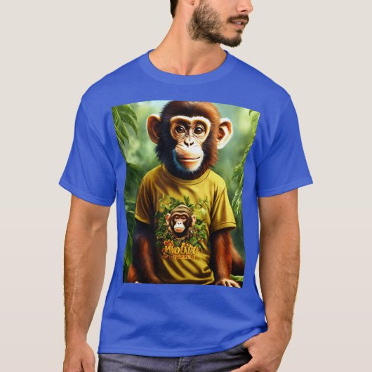 Cool Monkey Art Men’s T-Shirt | Trendy Blue Graphi Tシャツ (正面)