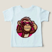 Cool Monkey Baby T-Shirt with Pink Sunglasses (デザイン正面)