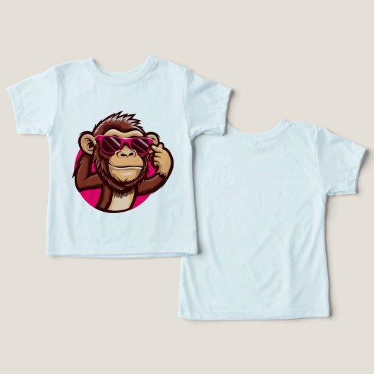 Cool Monkey Baby T-Shirt with Pink Sunglasses (デザイン正面&裏面)