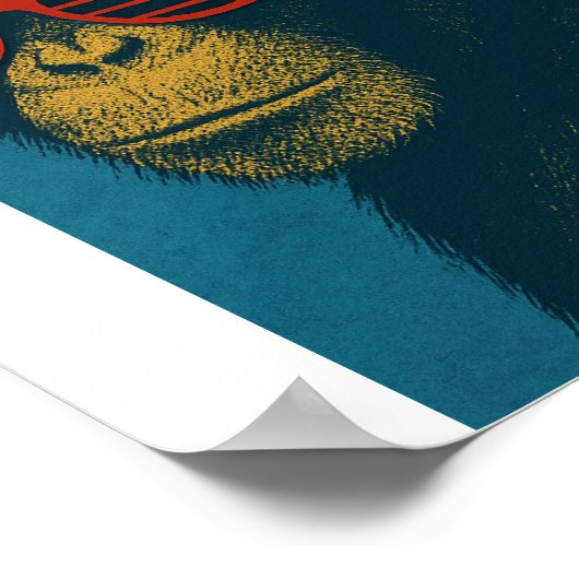 Cool Monkey with Red Sunglasses ポスター (角)