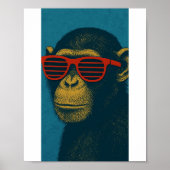 Cool Monkey with Red Sunglasses ポスター (正面)
