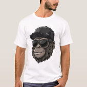 Cool Monkey with Sunglasses and Cap Graphic Tee Tシャツ (正面)