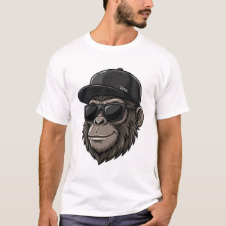 Cool Monkey with Sunglasses and Cap Graphic Tee Tシャツ