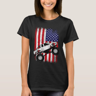 Cool Monster Truck Kids Distressed USA American Fl Tシャツ