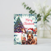 Cool Moose in Santa Hat シーズンポストカード (スタンド正面)