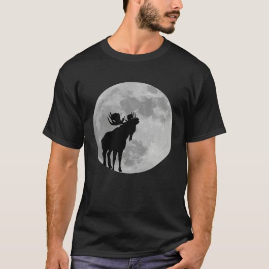 Cool Moose Moon Howling Moose Tシャツ (正面)