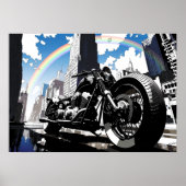 Cool Motorcycle with Rainbow Pop Art Garage Art ポスター (正面)