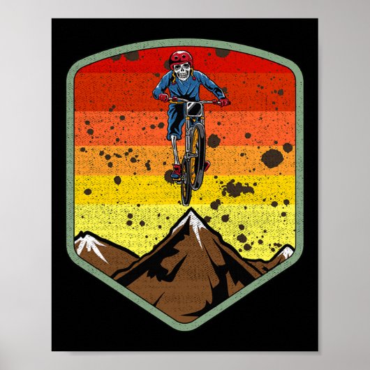 Cool Mountain Biking Skeleton Zombie Skull Mtb Bmx ポスター (正面)