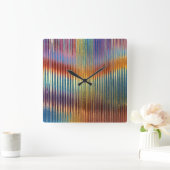 Cool Multicolored Glitter Look Wall Clock スクエア壁時計 (ホーム)