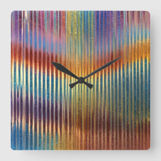 Cool Multicolored Glitter Look Wall Clock スクエア壁時計